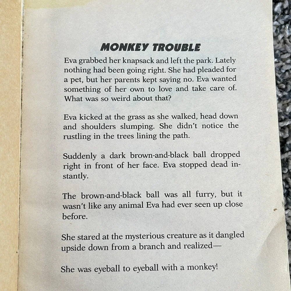Paperback Book Monkey Trouble by Ellen Leroe based on movie SEE FLAWS